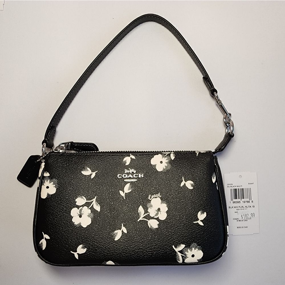 COACH CP476 Nolita 19 Signature Canvas & Leather Bag Silver/Black Multi - Picture 1 of 4